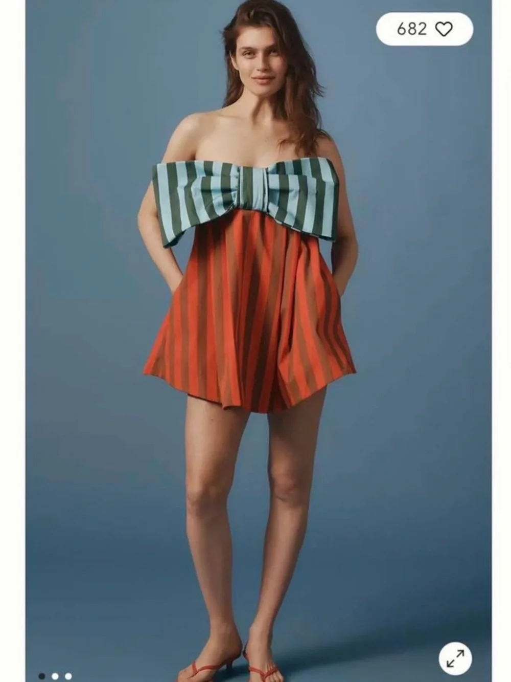 BOYKO Millie Striped Strapless Swing Mini Dress with Bow - Picture 4 of 9